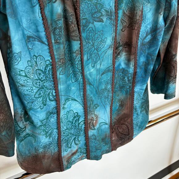 Y2K Fairy Square Neck Whimsical Top 3/4 Sleeve Fitted Witch Floral Ethereal L/XL - Picture 5 of 8